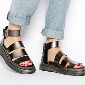 Dr. Martens Women’s Size 8 Clarissa II Silver Leather Platform Sandals